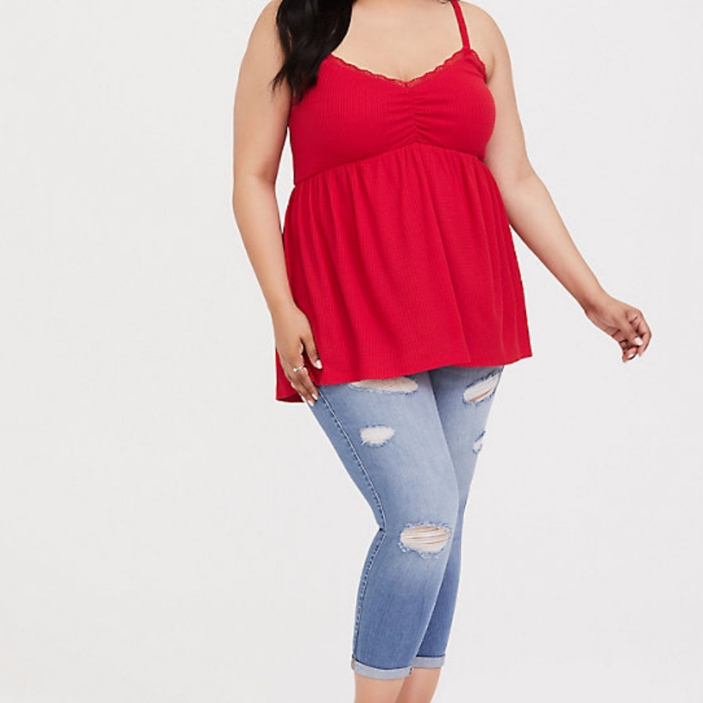 Torrid Size 5 Red Waffle Knit Babydoll Cami